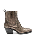 Metallic bronze boot on a white background