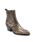 Metallic bronze boot on a white background