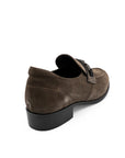 Brown loafer shoe on a white background