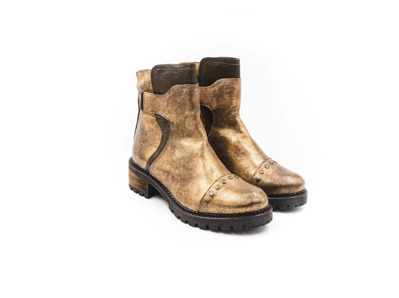 Pair of brown leather boots on a white background