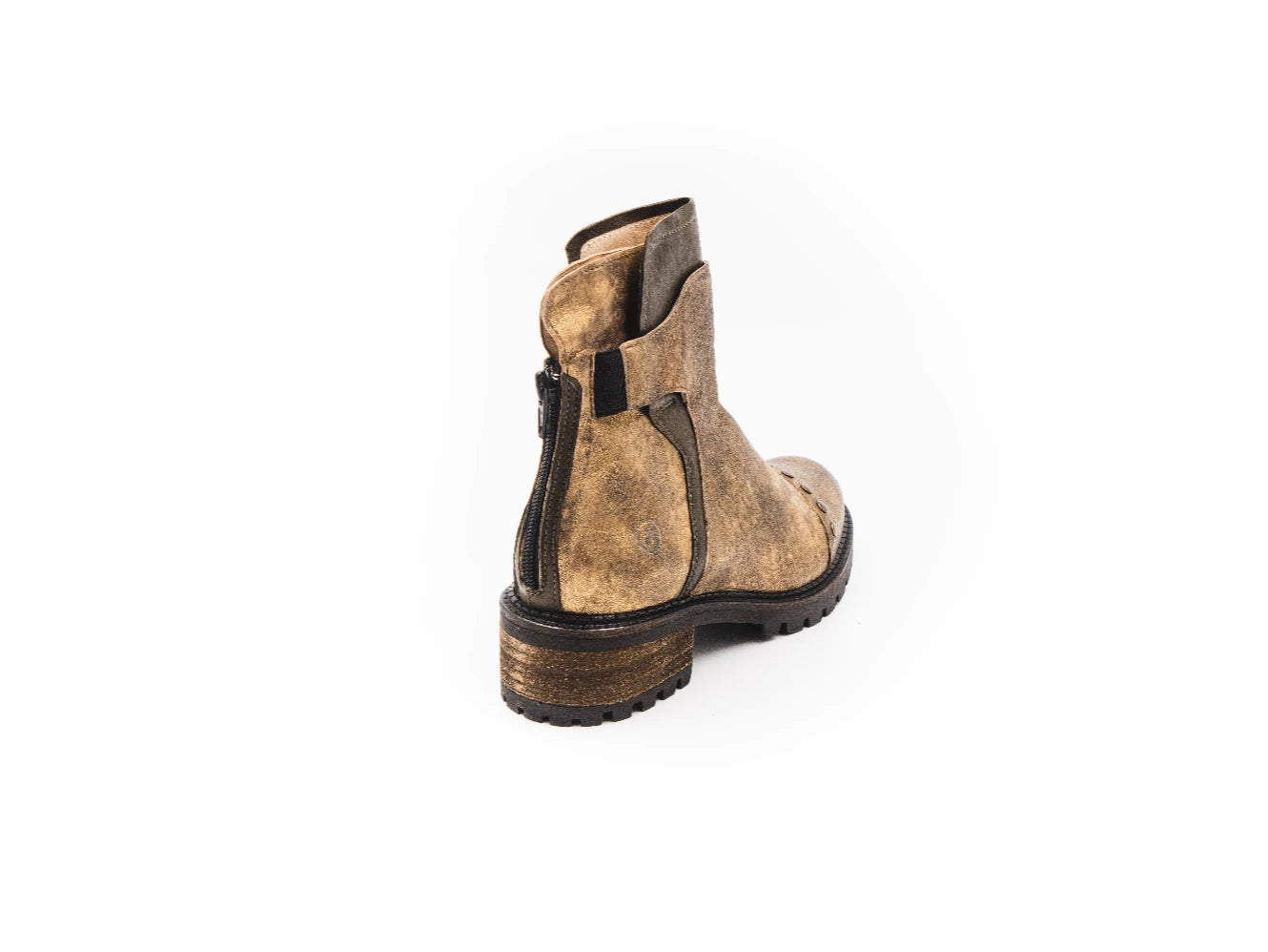 Brown leather boot on a white background