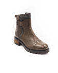 Brown leather boot on a white background