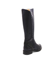 Black knee-high boot on a white background