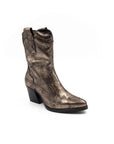 Bronze metallic boot on a white background