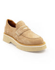 Beige loafer shoe on a white background