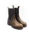 Pair of brown Chelsea boots on a white background