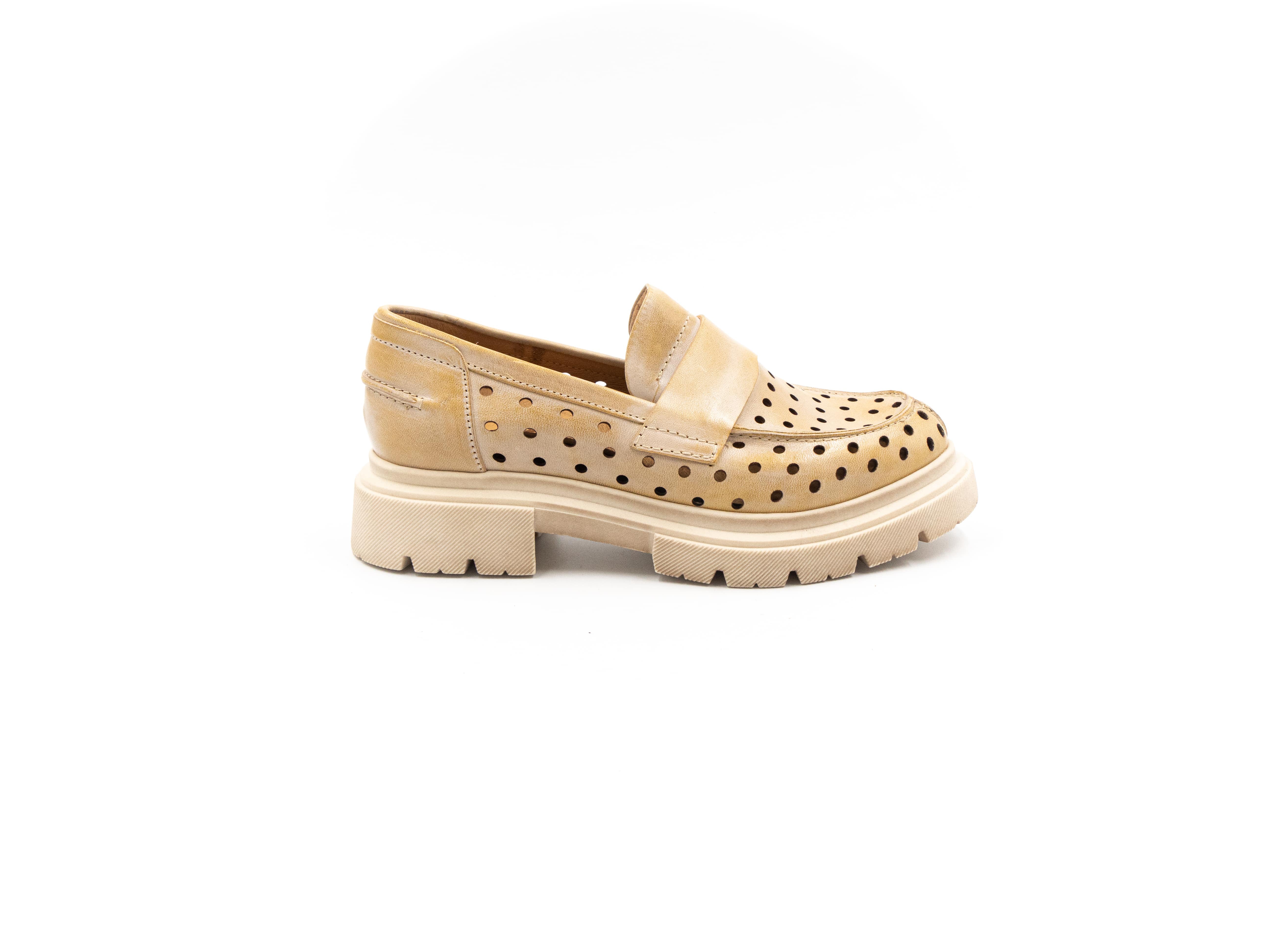 Perforated summer shoes.