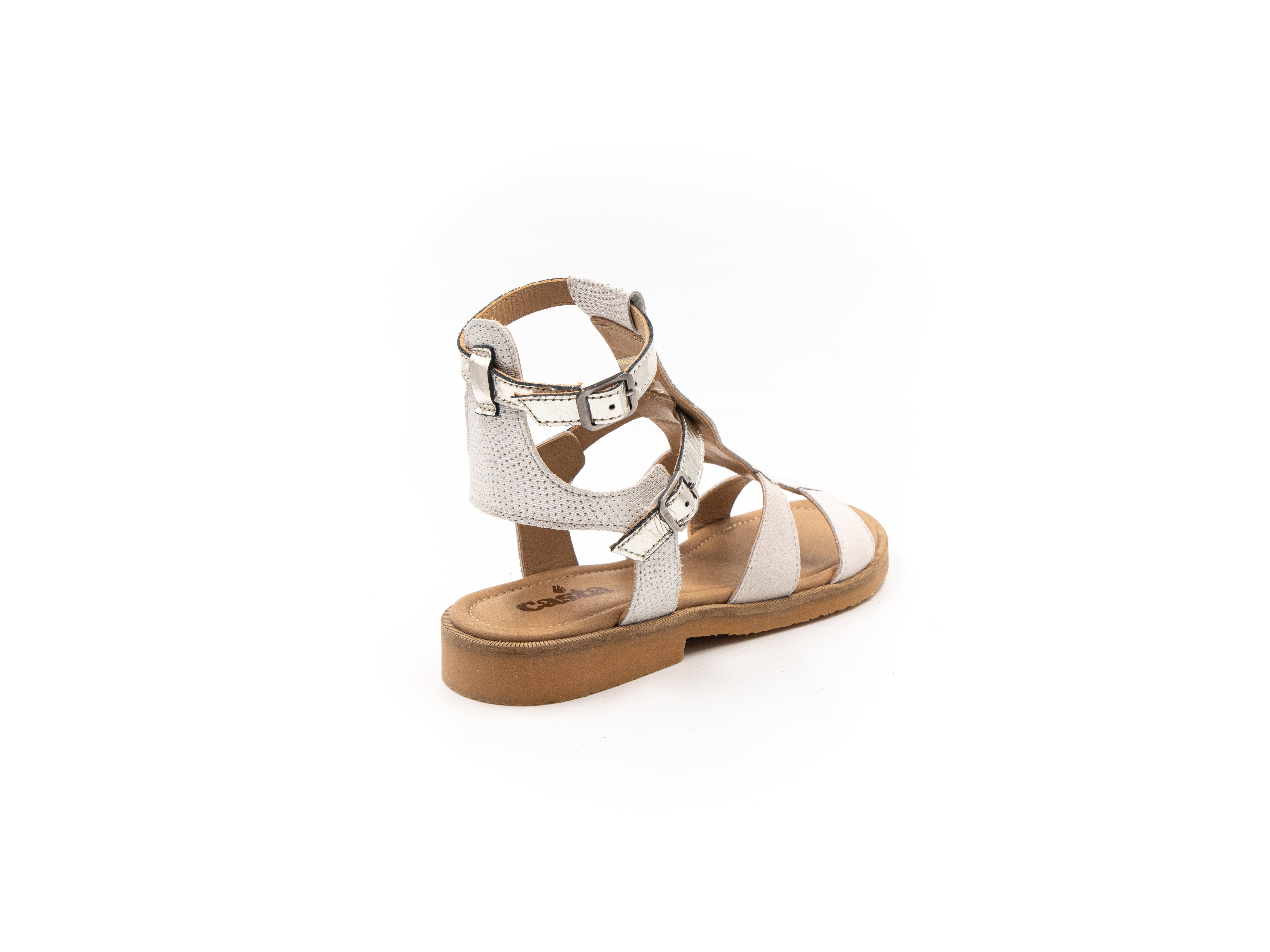 Roman-style sandals in shades of beige.