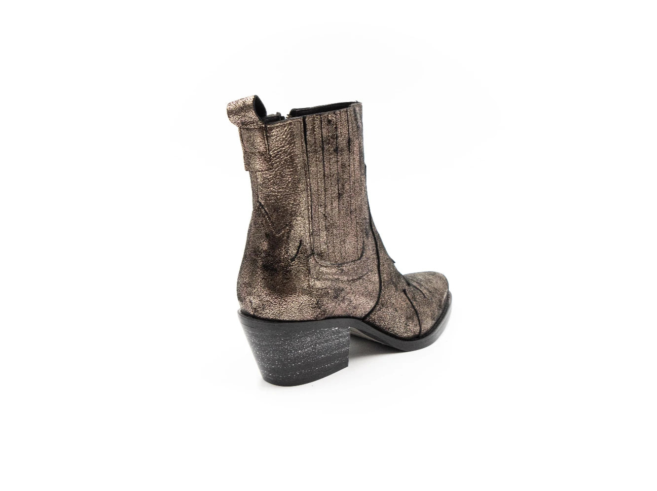 Metallic bronze boot on a white background