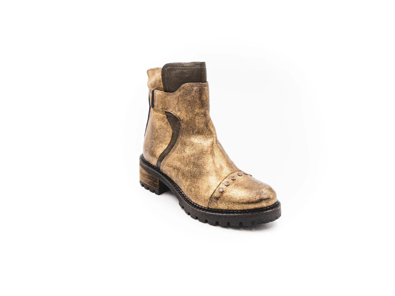 Brown leather boot on a white background