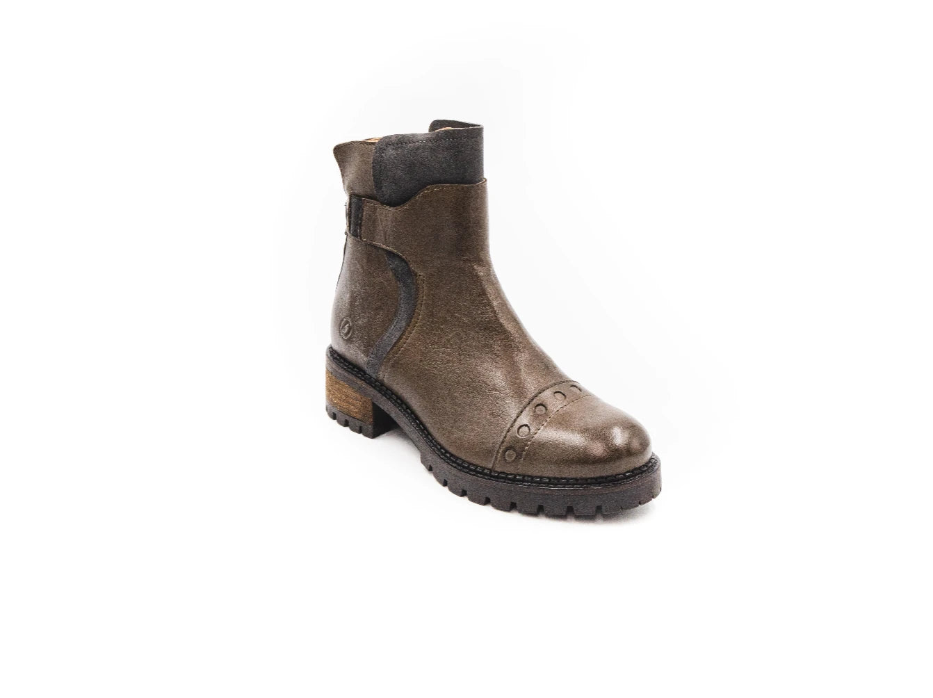 Brown leather boot on a white background