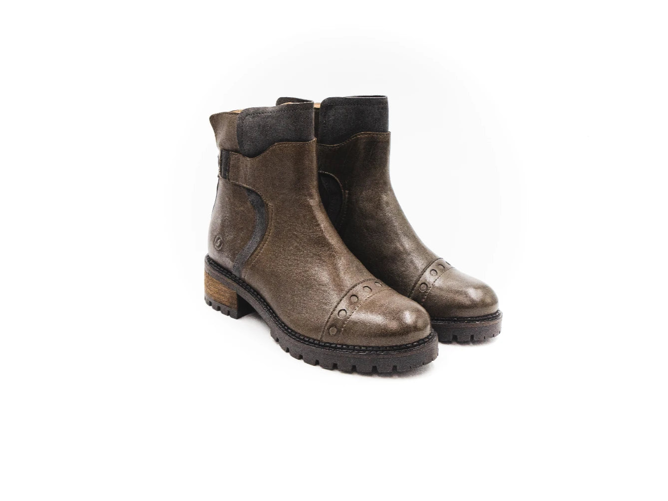 Pair of brown leather boots on a white background