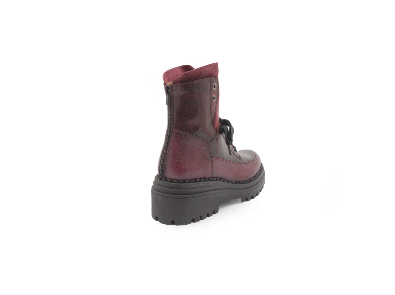 Burgundy boot on a white background