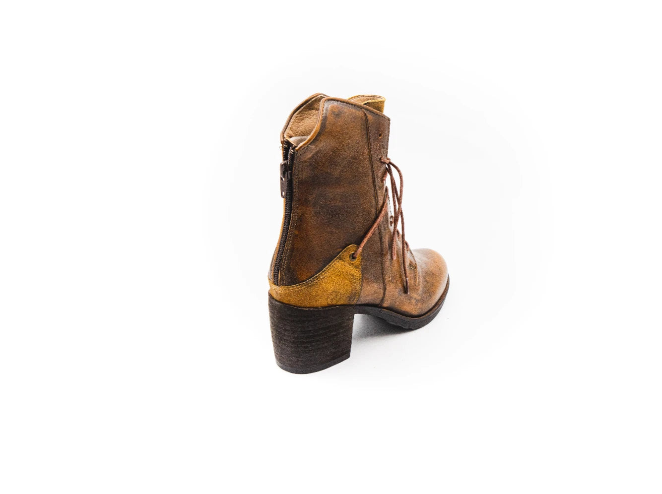 Brown leather boot on a white background