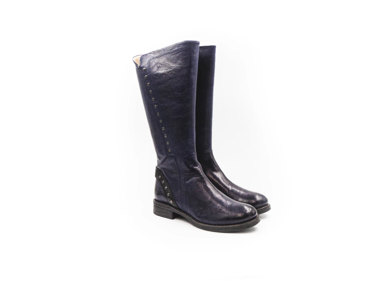 Pair of black knee-high boots on a white background