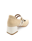 Beige sandal with a white sole on a white background